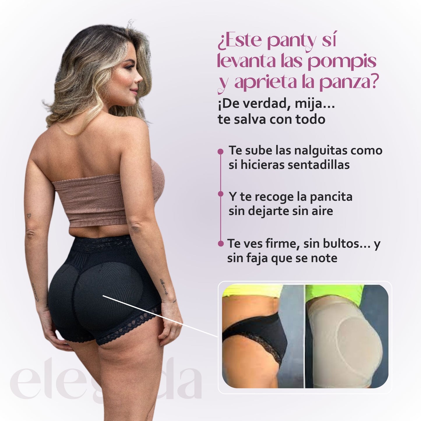 Panty Con Faja Interna Levanta Cola - Moldea sin marcar, levanta sin esfuerzo, ¡y nadie nota que lo llevas!